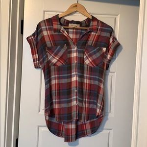 NWOT Cloth and stone Eleanor plaid button down